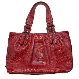 Jessica Simpson Croc Print Belted Satchel Hand Bag Purse